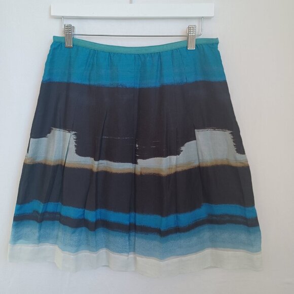 Nic + Zoe Skirt Blue Cotton Silk Blend Abstract Ombre Art to Wear Womens 8 Pet - Picture 3 of 10